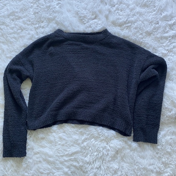 Fuzzy Cropped Dark Gray Sweater - Picture 2 of 2